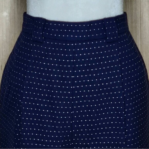 Anne Klein II Vintage 90s Wool Shorts Pleated Navy/White Dashes Women's Size 10 - Picture 3 of 13